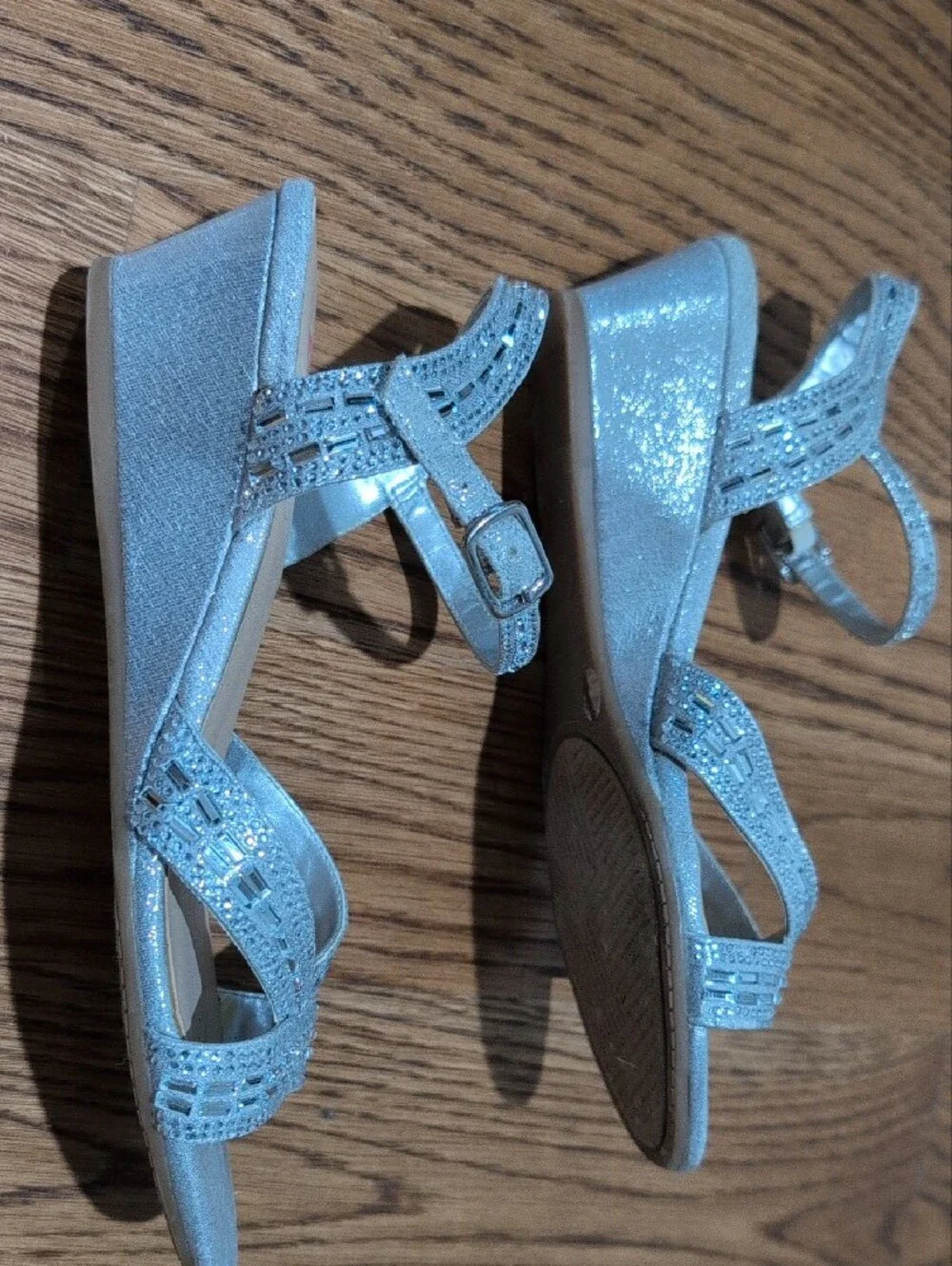 GB girls Silver Sparkle Ankle-Strap Dress Sandals